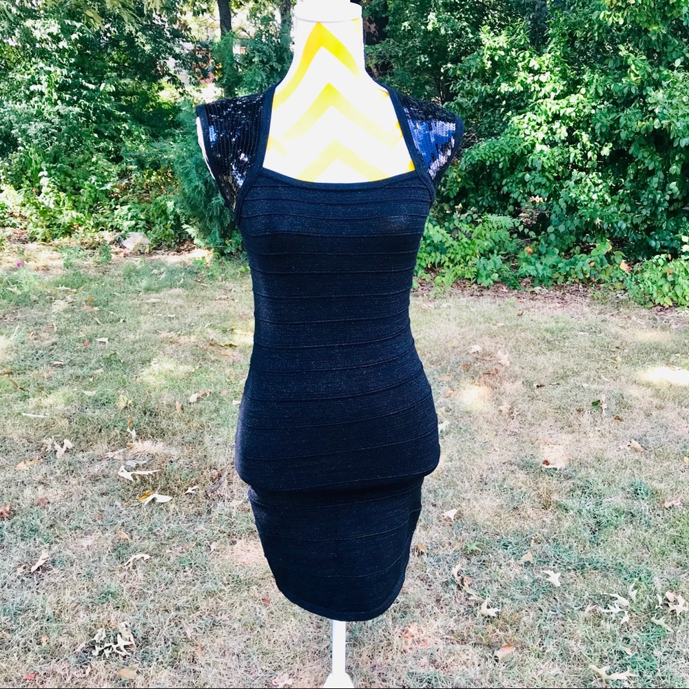 Romeo & Juliet couture black sequins bodycon dress